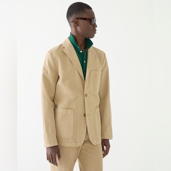 J Crew Garment-dyed cotton-linen chino full suit jacket 40 and pants 31 - Picture 2 of 2